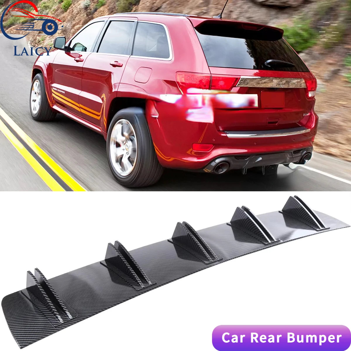 

LAICY для Grand Cherokee SRT8, задний диффузор автомобиля, плавники акулы, бампер, сплиттер, спойлер для подбородка, черный шунт, задний бампер, губа