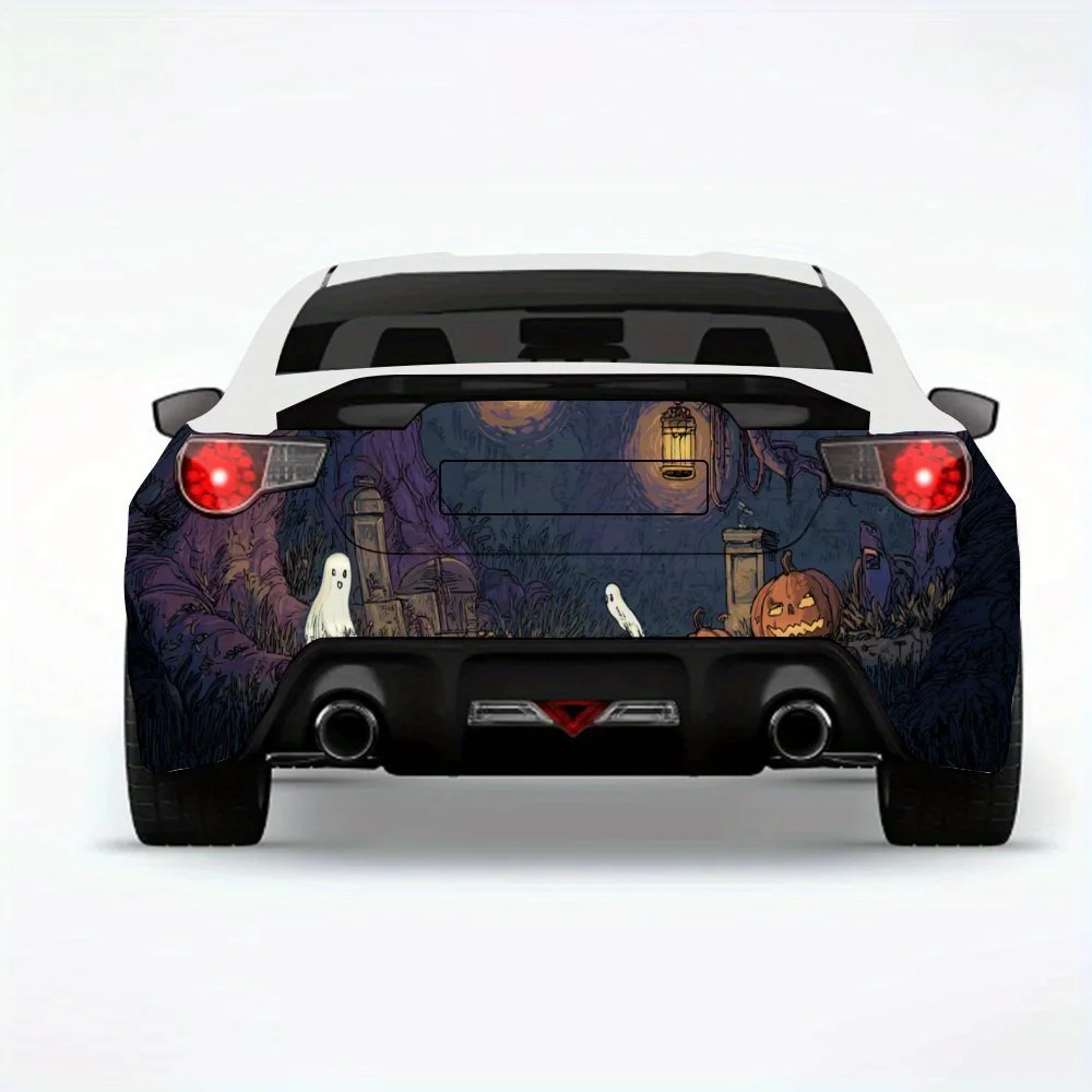 

Halloween Ghosts and Pumpkins in Forest Car Sticker,Vinyl Decal for Car Rear, Waterproof Self-Adhesive Vinyl Stickers for Vehicl