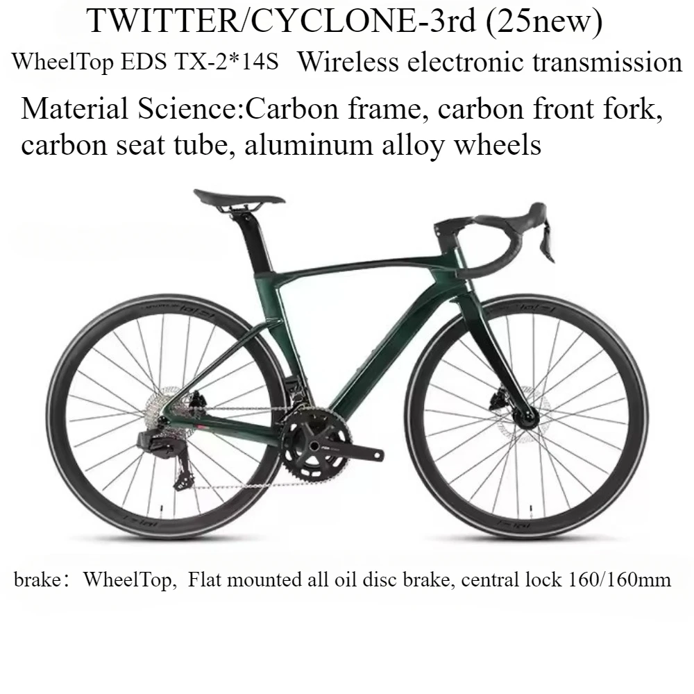 TWITTER 2025Neue CYCLONE 3rd 700C Carbonfaser-Rennrad WheelTop EDS TX 2*14S Hydraulische Scheibenbremse Herren- und Damenfahrräder