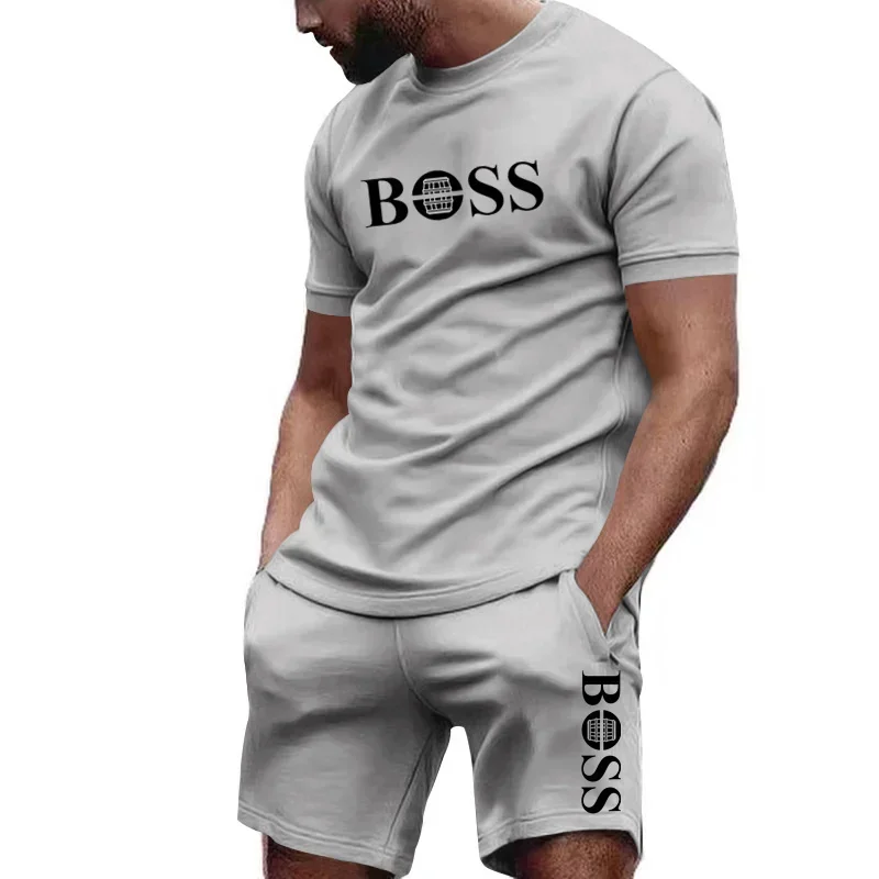 men are two piece sportswear, short sleeve T-shirt and pants set, running and fitness sportswear, summer 2025, big discount