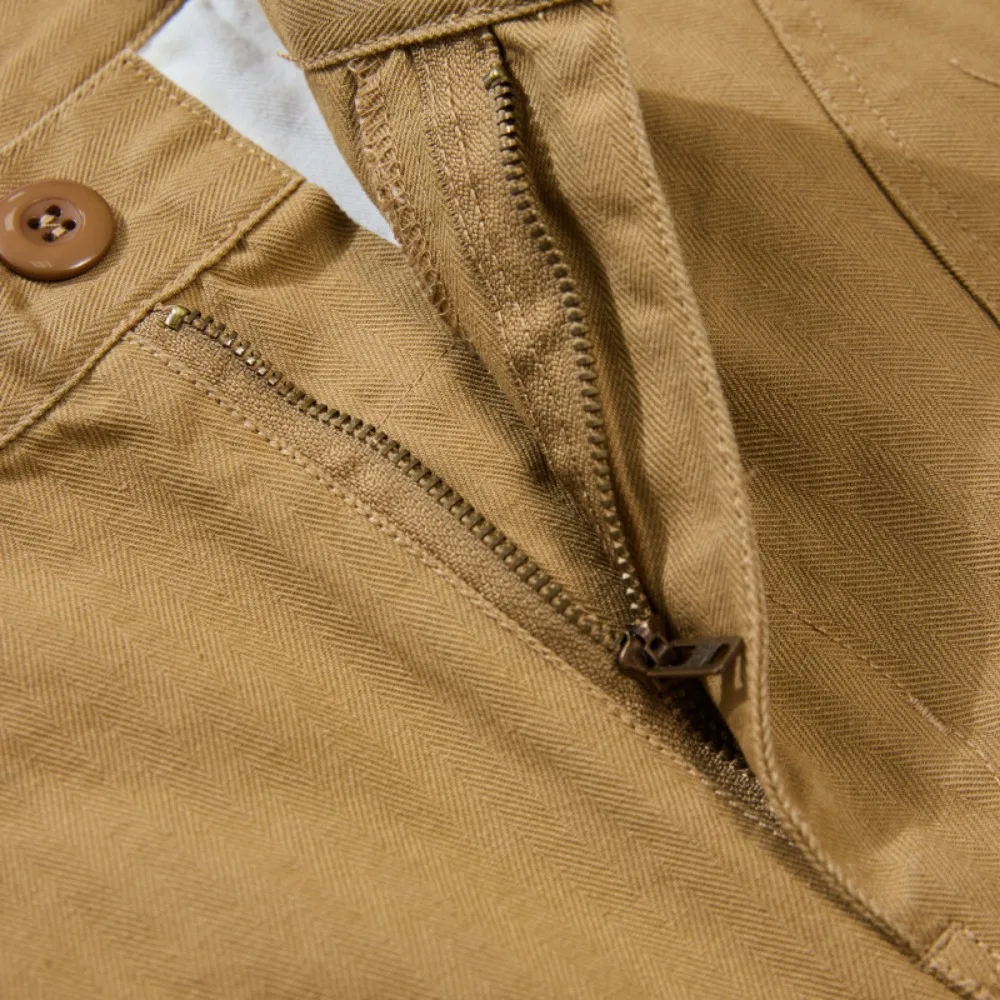 100% algodão outono novo estilo calças de trabalho espinha de peixe calças casuais com vários bolsos