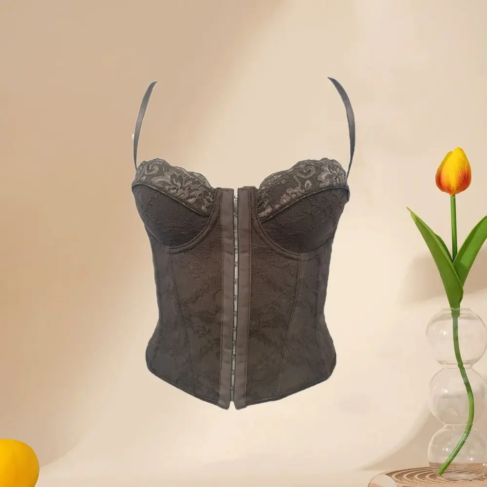 Elegant Hollow Lace Camisole Slim Fit Tanks Crop Tops Sleeveless Streetwear Suspender Vest Spring Summer