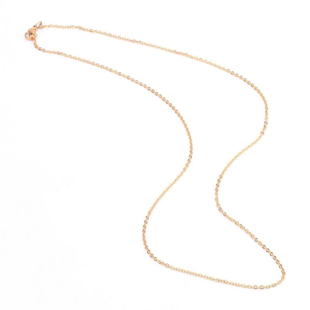 

304 Stainless Steel Cable Chains Necklaces with Lobster Clasps Golden 20 inch(50.8cm) Link: 2x1.5x0.4mm