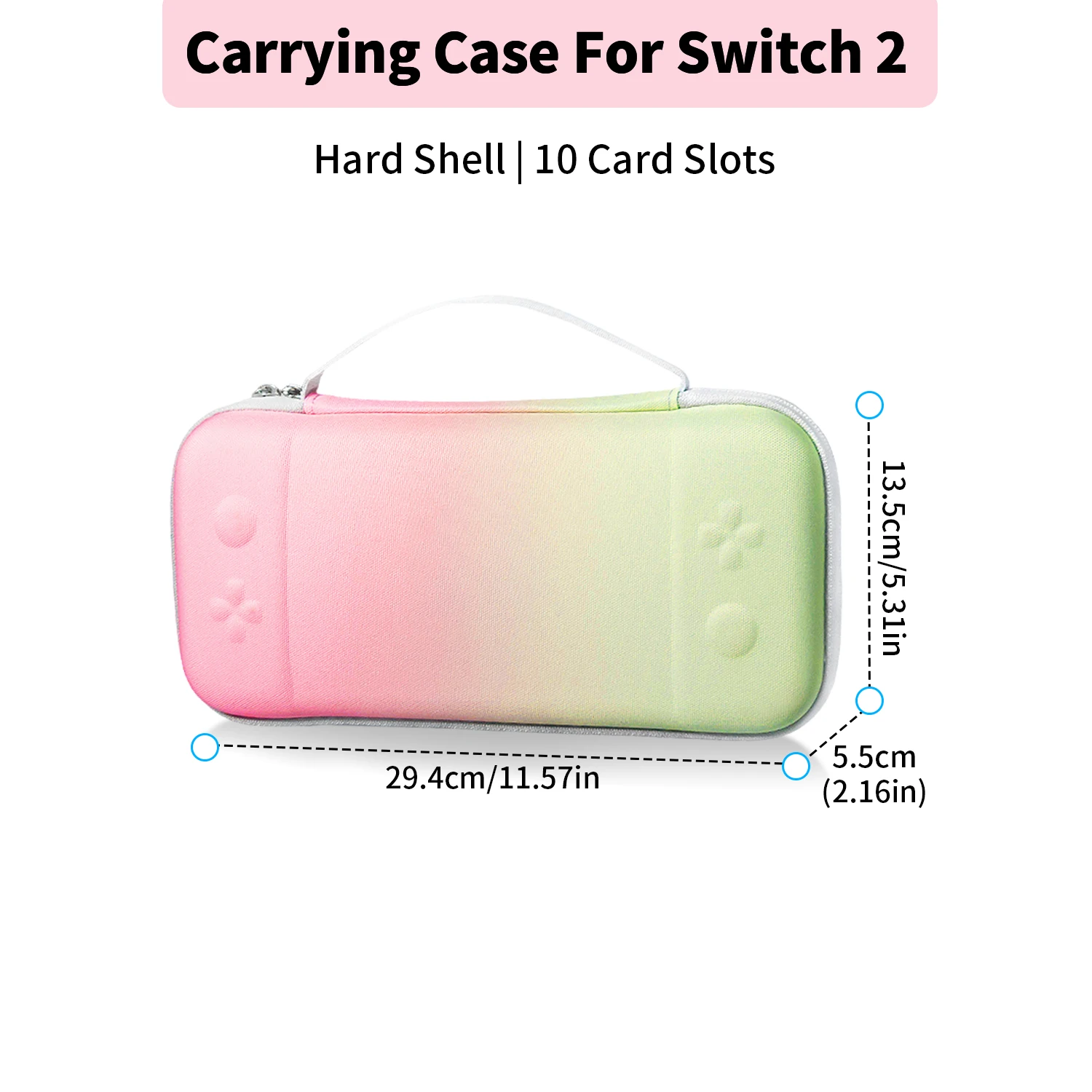 Unnlink Travel Carrying beschermhoes voor Switch 2, schattige draagbare draagbare opbergtas harde schaalhoes voor NS 2 accessoires