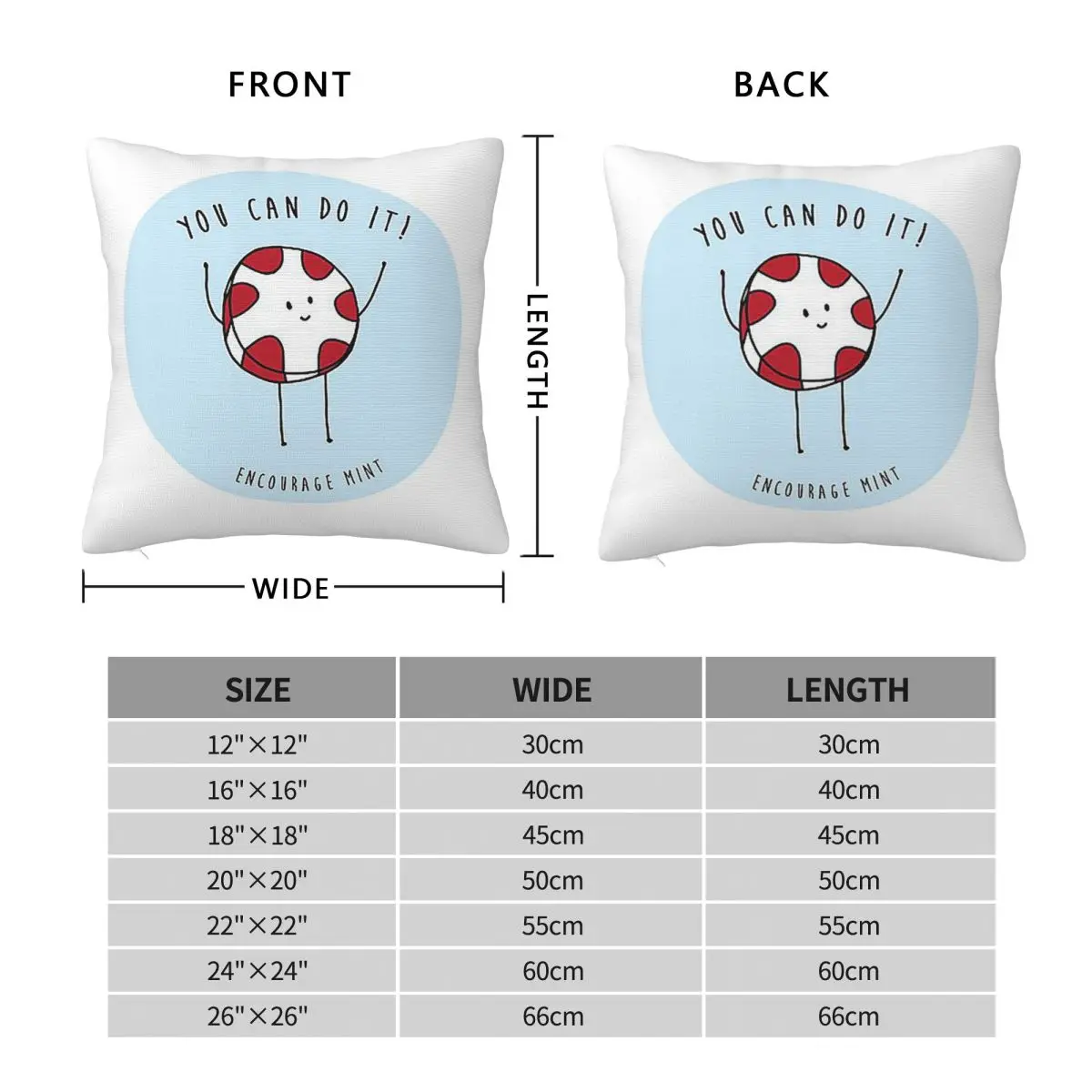 Encourage Mint Square Pillowcase Pillow Cover Polyester Cushion Decor Comfort Throw Pillow for Home Car