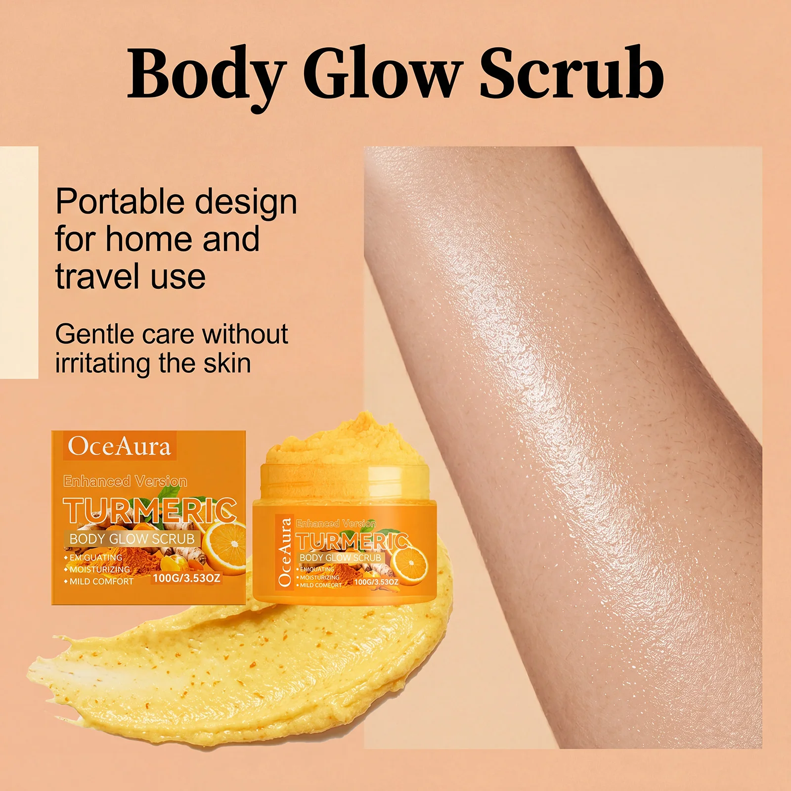 Enhanced Brightening Turmeric Body Scrub Moisturizing Smooth Boost Glow Shower Exfoliating Cream Hydrating Anti-Dull Body Scrub view 4