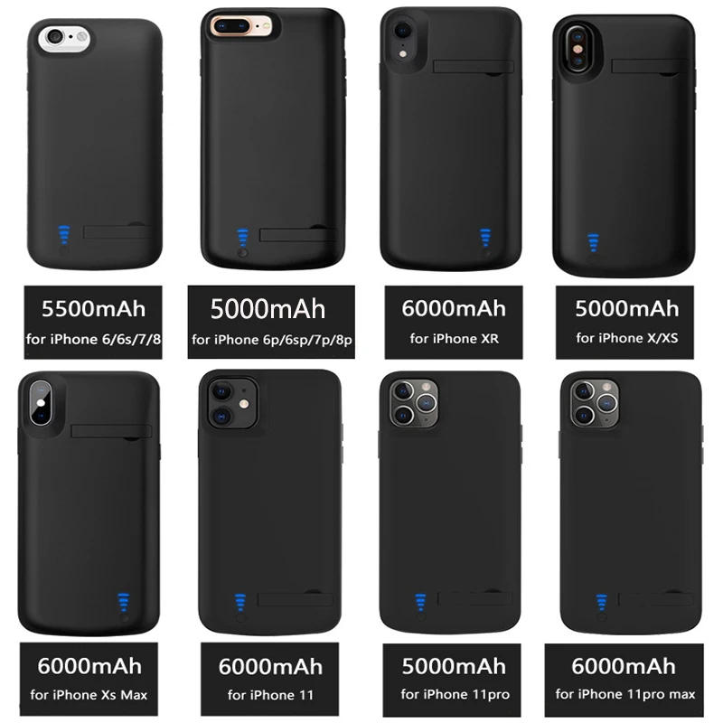 Battery Charger Case for iPhone 16 15 14 13 12 11 Pro Max 13 12 Mini X XS XR SE 2020 6 6s 7 8 Plus Power Bank Charger Case Cover