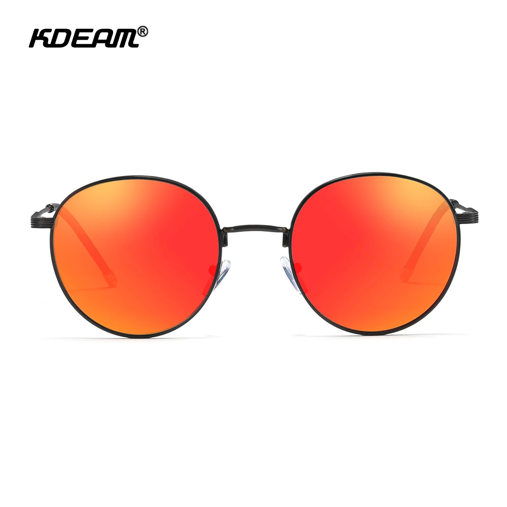 KDEAM For Women Polarized Sunglasses Steampunk Round Style All Black Shades Vintage Glasses With Zipper Case