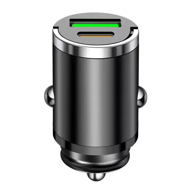 Mini ładowarka samochodowa 100W Invisible PD QC z pierścieniem do wyciągania, szybkie ładowanie, adapter USB C do telefonów iPhone, Xiaomi, Samsung, Huawei (Black) — Zdjęcie 2 z 2