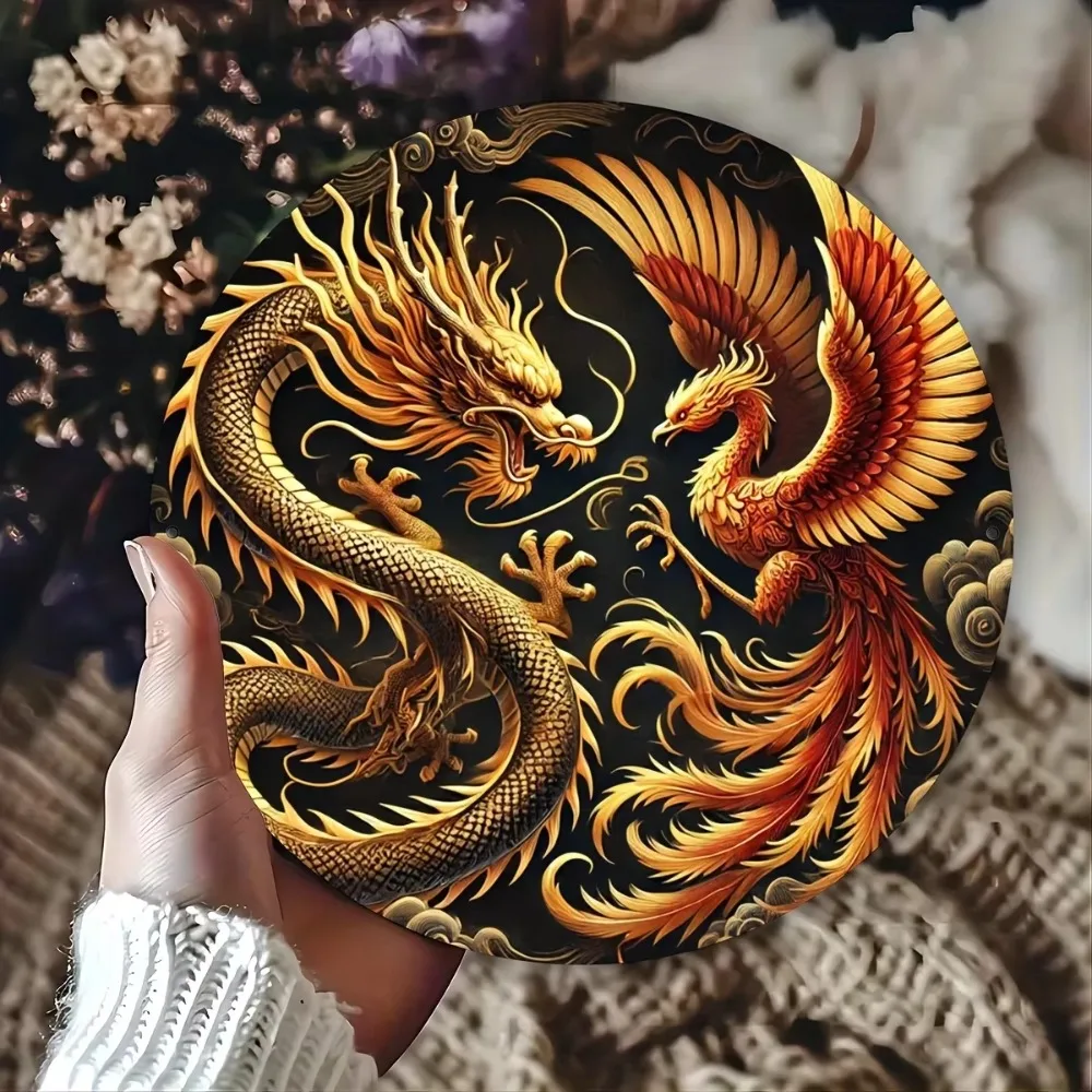 RusticMythArt ®   ديكور حائط معدني - تنين وفينيكس |   تفاصيل مرسومة باليد |   لافتة للنظر |   مثالية للهدايا تحت عنوان