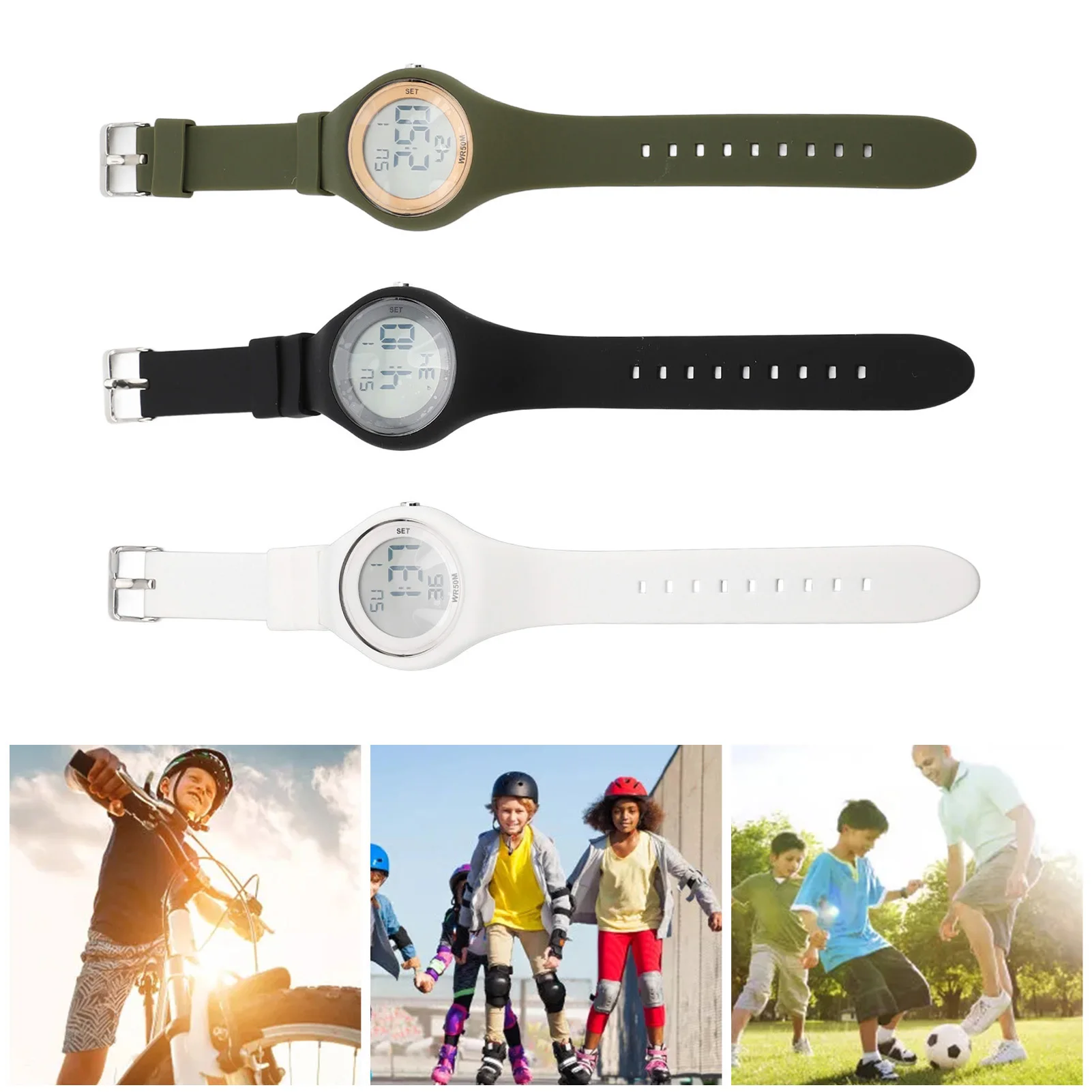 Kindersporthorloge Zachte band Kalender Alarm Stopwatch Kinderen Digitaal horloge Stappenteller EL-achtergrondverlichting voor kinderen van 5 tot 15 jaar oud