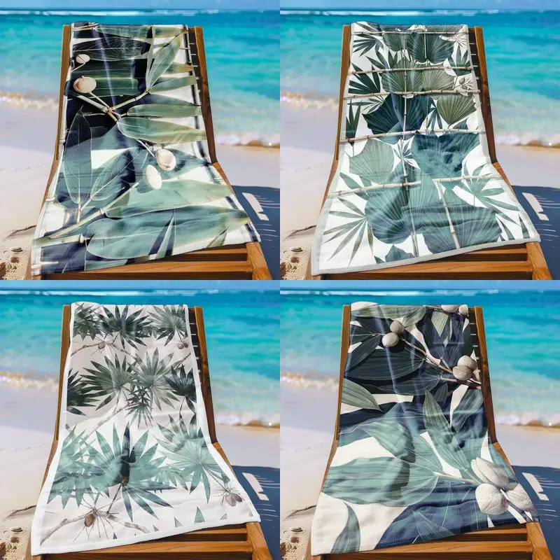 

Tropical Leaves Beach Towel Patterned Sunscreen And Windproof Suitable For Swimming Pool Camping Travel Blanket