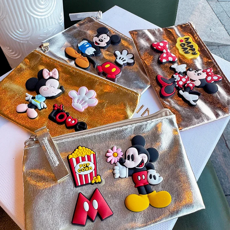 

Disney Mickey Mouse Minnie Mouse Coin Purse Cartoon Large Capacity with A Zipper Makeup Bag Travel Portable Toiletry Bag Gifts