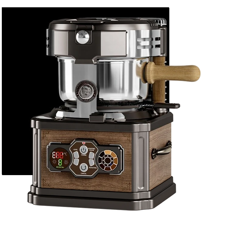 Retro-Style Coffee Bean Roaster With Cooling System and Temperature Display for Boutique Home Brewing and Roasting