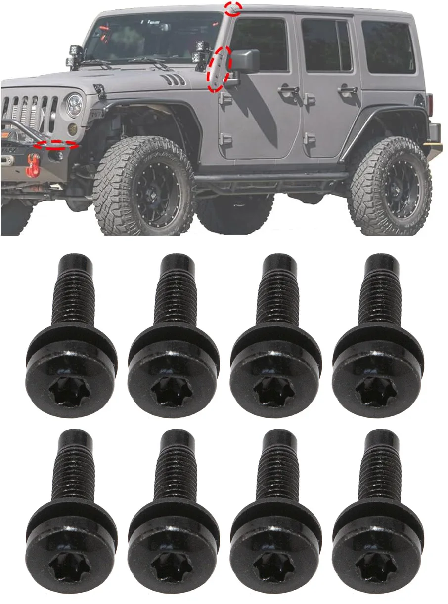 Hard Top Torx Screws Bolts Windshield Frame,Tailgate,Hard Door Hinges Roll Bar Screws Bolts for Jeep Wrangler JK 2007-2018