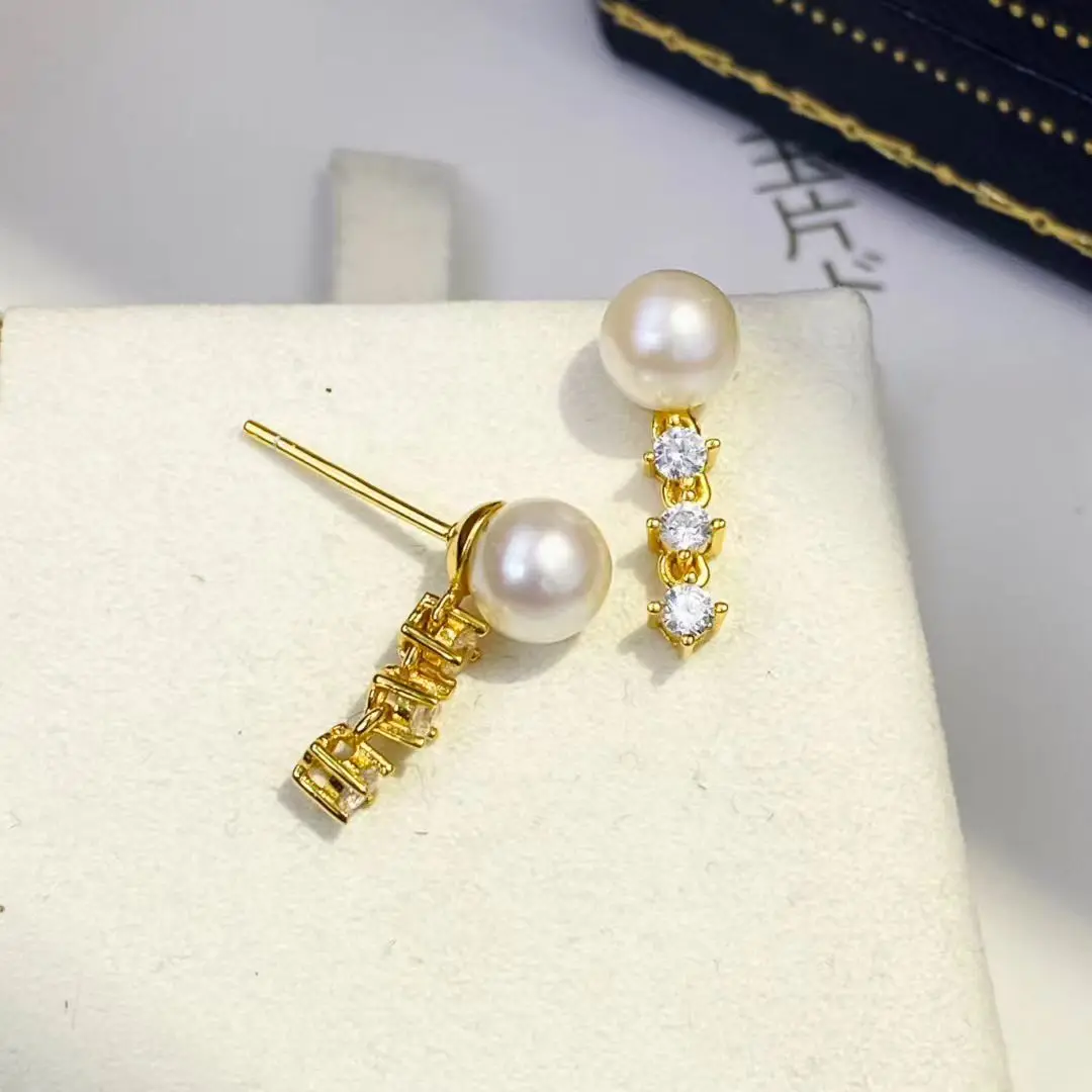 

Оптовая продажа, серьги из стерлингового серебра S925, фурнитура для крепления, базовые монтажные детали, аксессуар для жемчуга 6-7 мм, 5 пар/лот