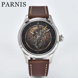 Parnis 42mm Automatic Movement Men's Casual Wristwatch Sapphire Crystal Custom Drawing Dial