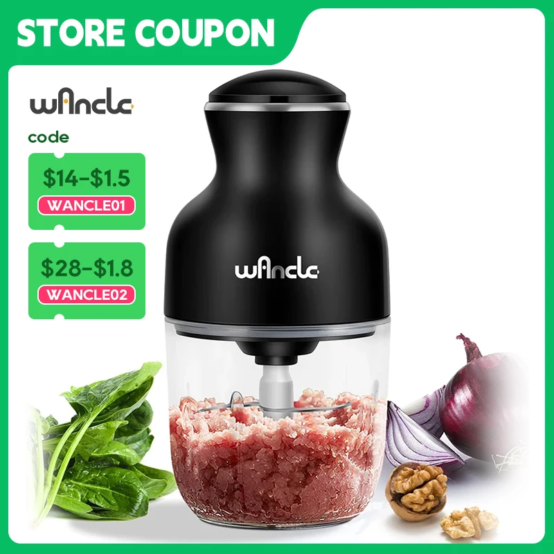 Wancle-picadora de carne doméstica, procesador de alimentos, cuchilla de acero inoxidable, 350W, alta potencia, vegetales, frutas, picadora de