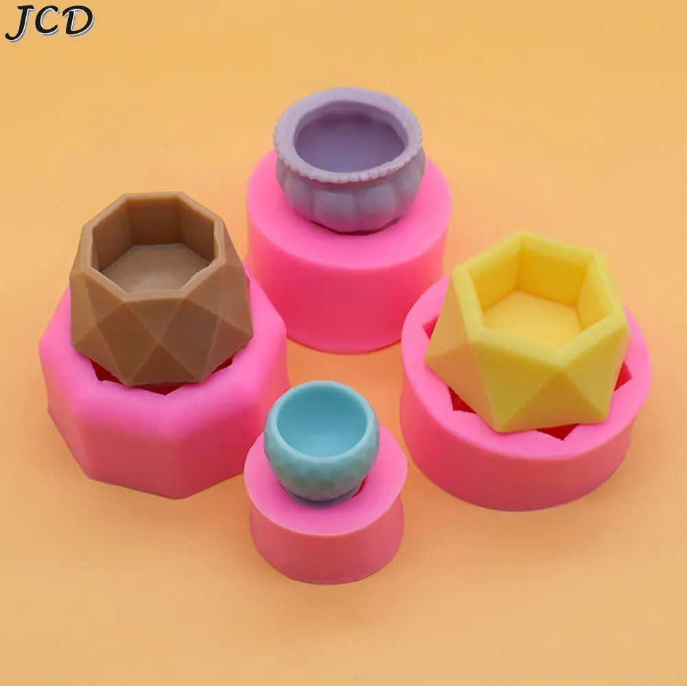 JCD Mini silikonowe formy do doniczek na rośliny formy wielokątne formy odlewnicze DIY soczysta doniczka świecznik betonowe formy gliniane