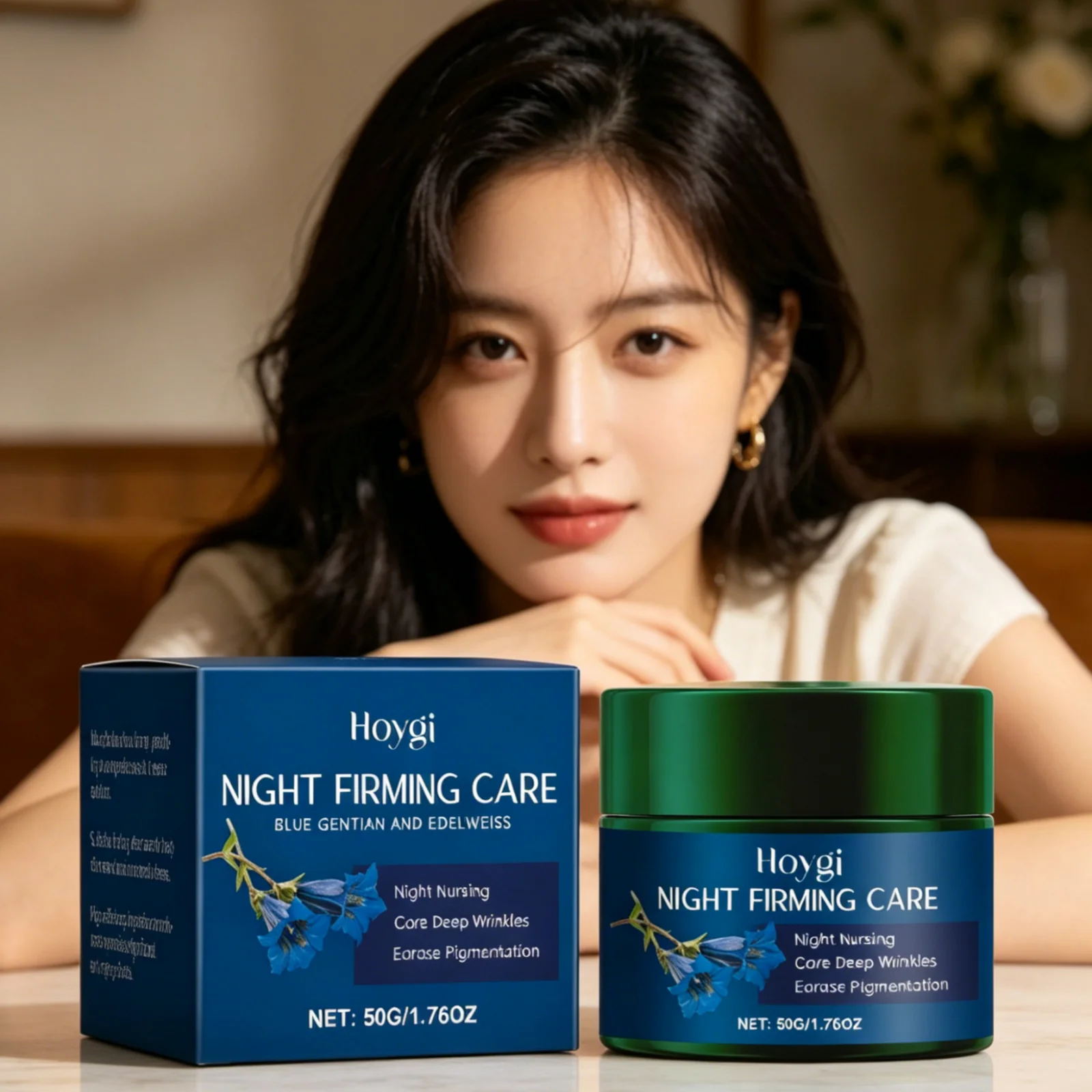 Hoygi Night Firming Care Cream Anti Wrinkle Reduce Fine Lines Tightening Skin Barrier Protection Youthful Face Moisturizer Cream