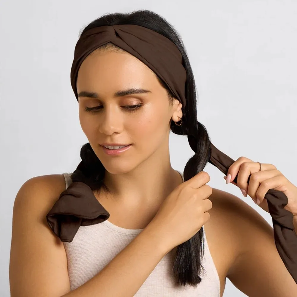 Image of Einfaches 2-in-1 Hitzefreies Locken-Stirnband, weiches, hitzefreies Haarstyling-Tool, langer Band-Lockenstab für Frauen