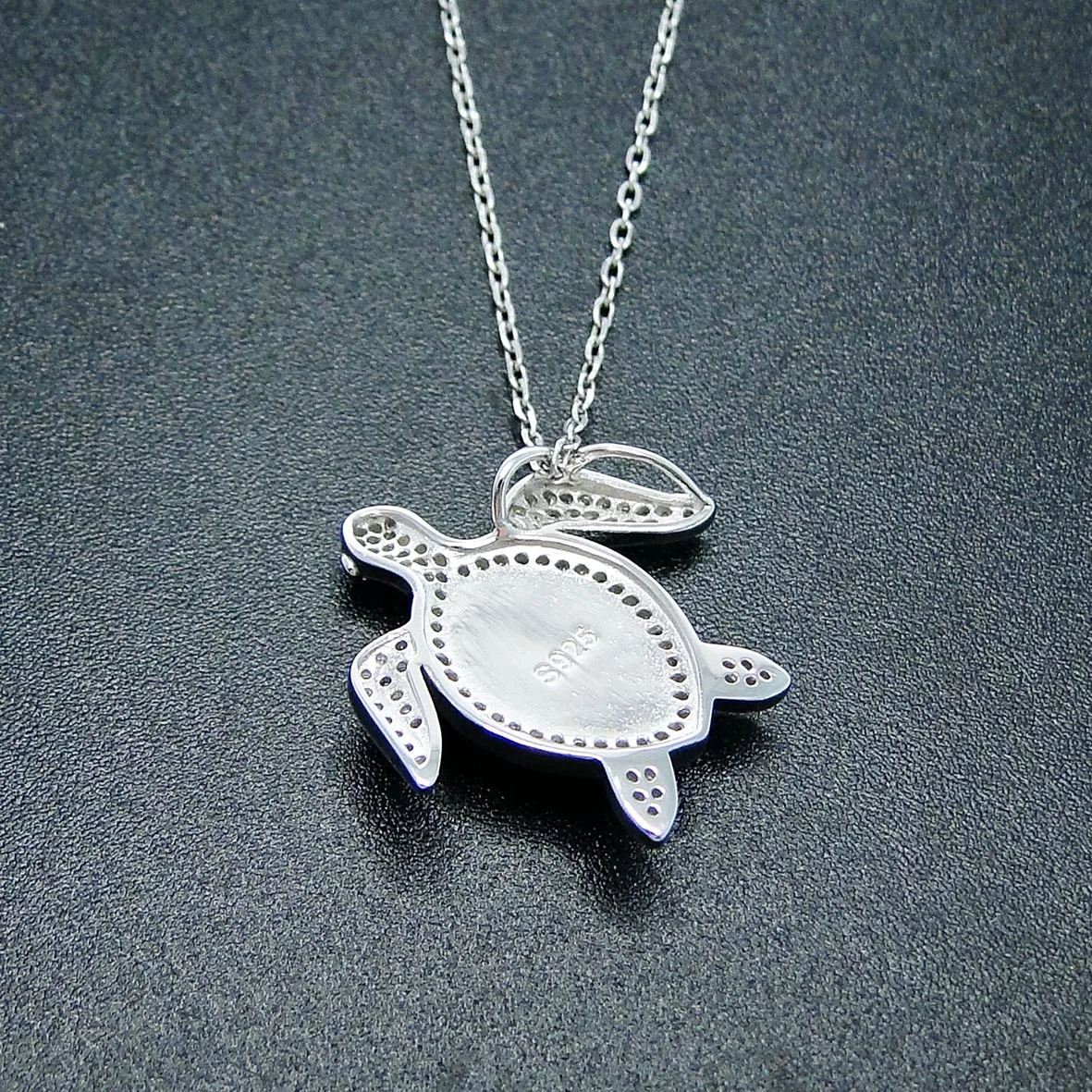 Fine Blue Larimar 925 Sterling Silver Natural Larimar Sea Turtle Pendant Necklace For Women Gift
