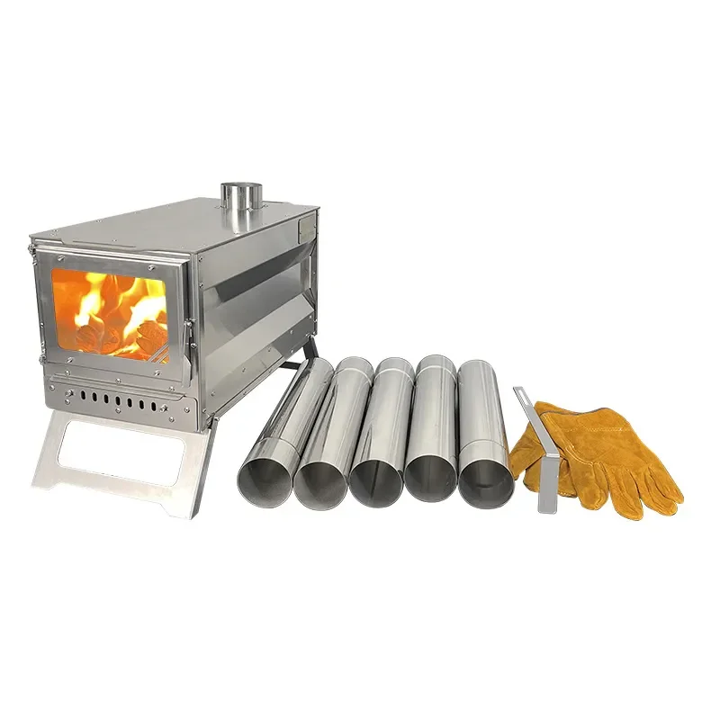 

Outdoor Hiking Integrated 304 Stainless Steel Desktop Firewood Camping Oven Heat Camping Stove for Tent