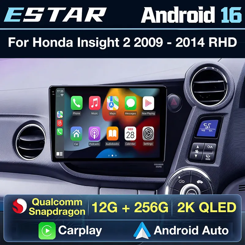 Car Radio Android 16 For Honda Insight 2 2009 2010 2011 2012 2013 2014 Wireless CarPlay Android Auto DSP Car Multimedia GPS DVR