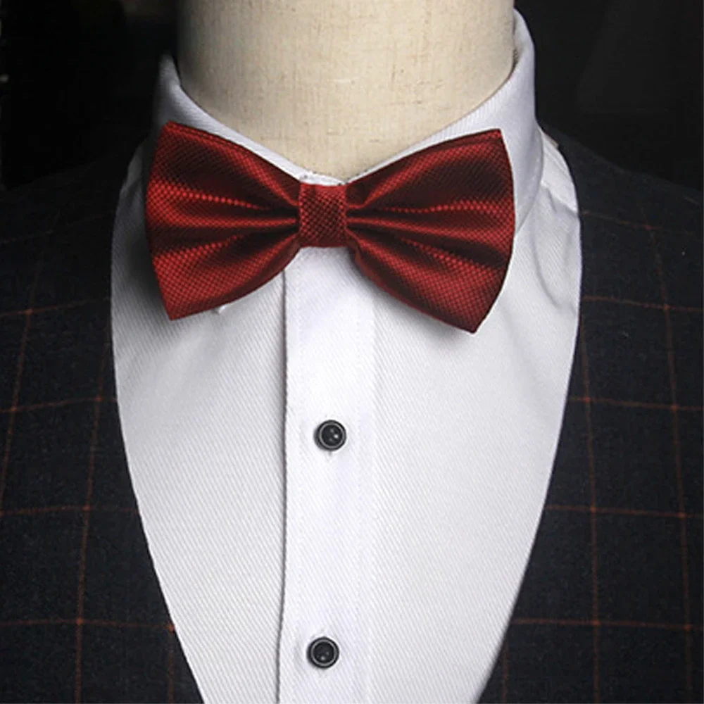 Bowtie Mens Tie Solid Check Fashion Bowties Banquet Wedding Black Gold Red Green Pink Blue White Classic Bow Ties For Men