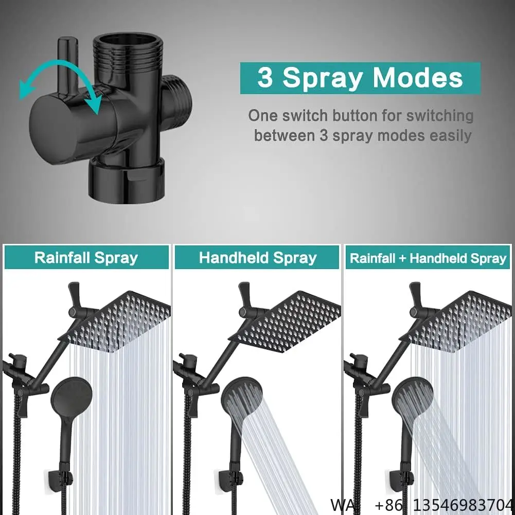 High Pressure Wall Mounted Stainless Steel Showerhead Single Brass Ceramic Rainfall Water Effect Rainfall Water Showerhead Brass