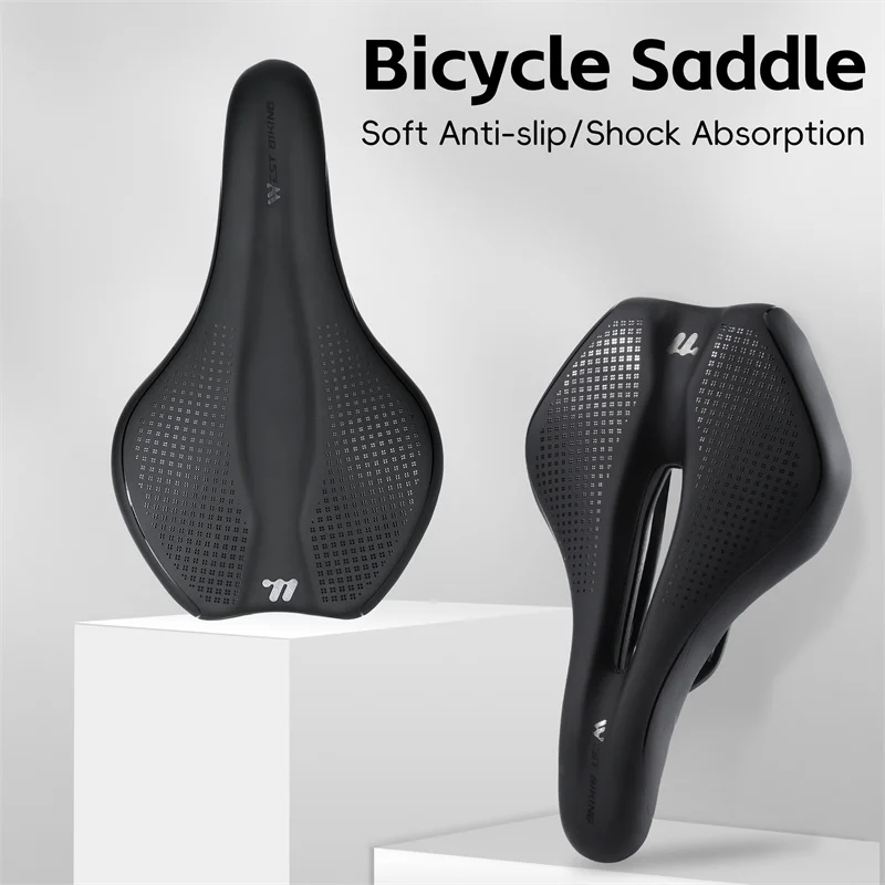 WEST BIKING Bicycle Saddle Seat Road Mountain Bike Cushion For Men Soft PU Leather MTB Comfortable Cycling Saddles Multicolor