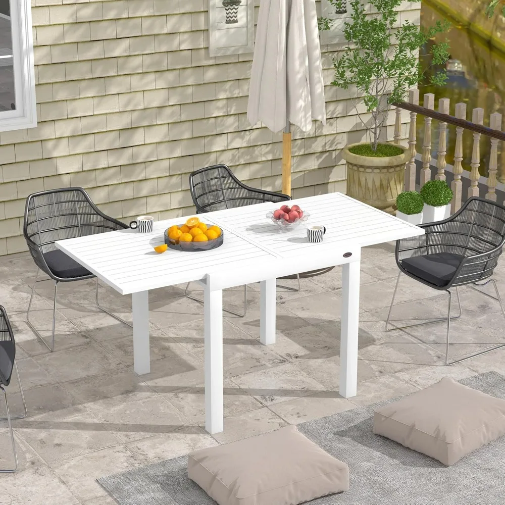 

Expandable Patio Dining Table for 4-6, 35.5 -70.75 Aluminum Extendable Outdoor Dining Table, Square/Rectangular Patio Table.