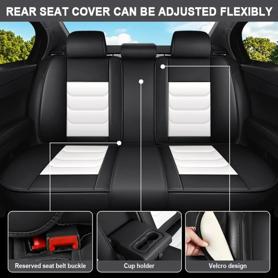 أغطية مقاعد سيارة فاخرة من جلد نابا مقاومة للماء مكونة من 5 مقاعد لسيارة تشيفي كامارو 20002024 قسط مريح مناسب مع وسادة هوائية متوافقة