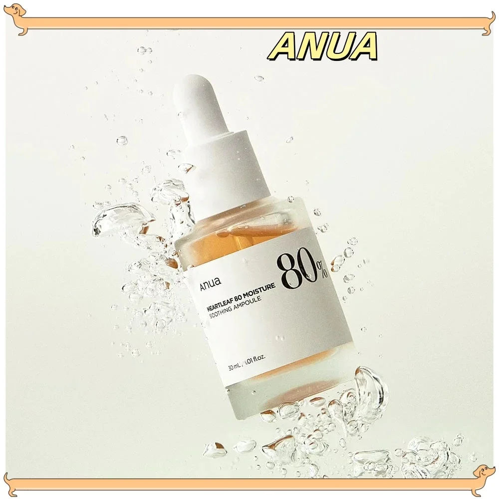 Anua Heartleaf Soro Calmante 80% Ampola 한국 스킨 케어 스무딩 앰플 에센스 페이스 세럼, 30ml