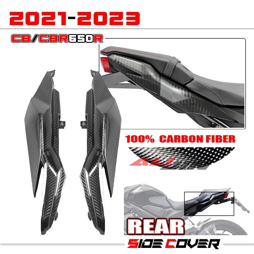 100% Real Dry Carbon Fiber Fairing For Honda CB650R CBR650R CBR 650R 2021-2023 Motorcycle Side Rear Tail Panel Plate Covers