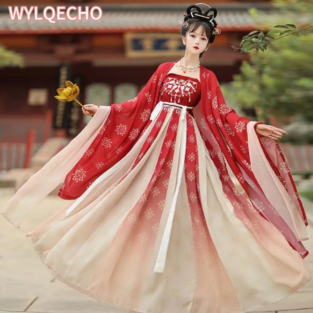 

Ancient Traditional Chinese Women Elegant Hanfu Dress Fairy Embroidery Stage Folk Dance Costume Retro Song Dynasty Sets