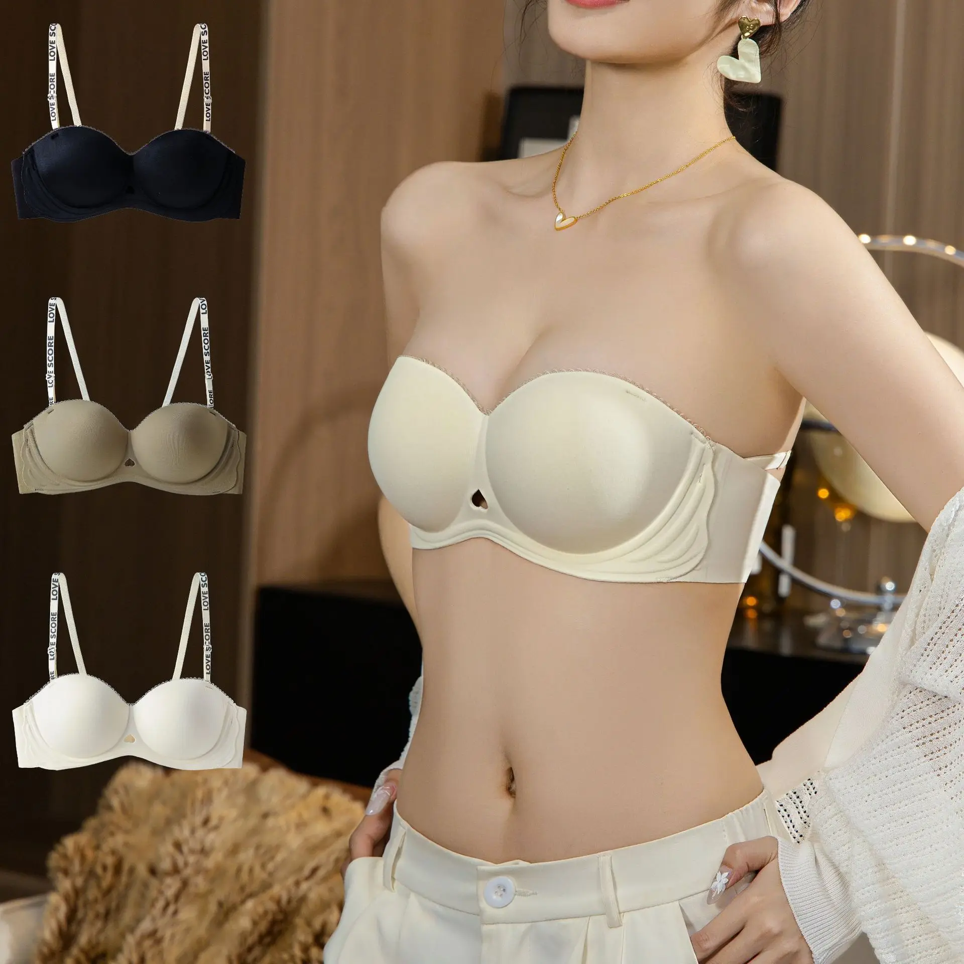 

2 pieces seamless underwear women's removable shoulder straps, beauty back tube top, bra cover