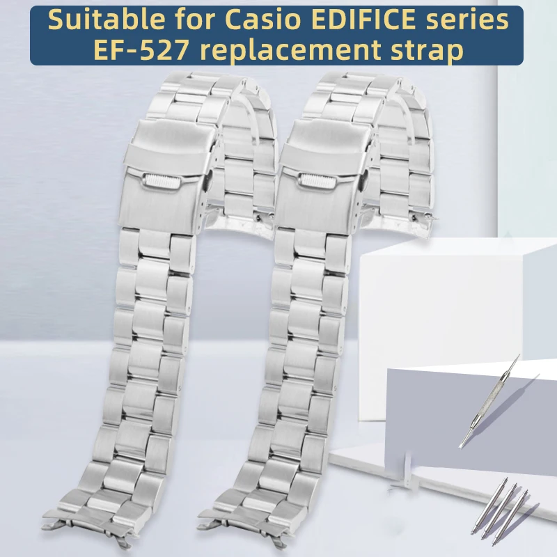 Metal strap for Casio 4369 EF-527 strap Edifice series solid steel band curved stainless steel watch chain accessory men 22mm