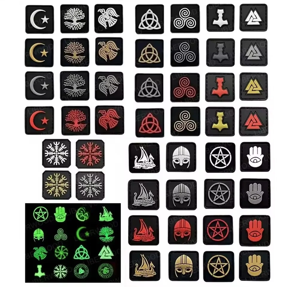 بوصلة فايكنغ التكتيكية الصغيرة بقع المطاط البلاستيكية في أودين نحن نثق شارة فالهالا تقبل شعار قرصان واحد يزين رقعة بخطاف