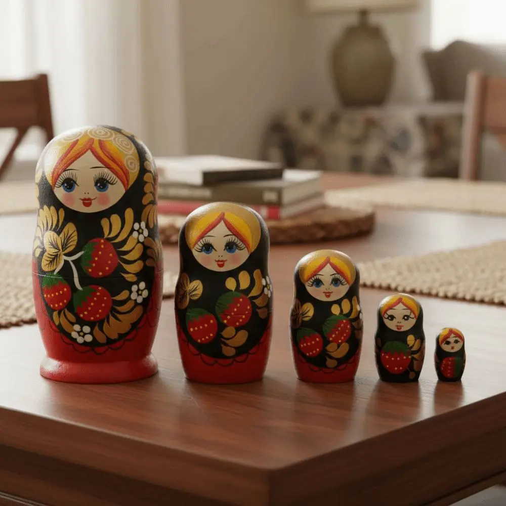 

Desk Ornament 5 Layers Matryoshka Doll Handmade Wooden Nesting Dolls Strawberry Girls Cute Russian Nesting Doll Birthday Gift