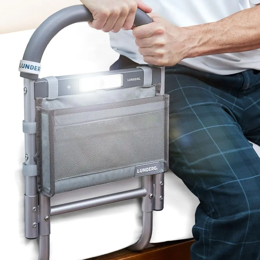 Bed Assist Rail for Seniors with MotionActivated Light Storage Pocket Easy to Install Bed Rails for Elderly Adults Safety PostS