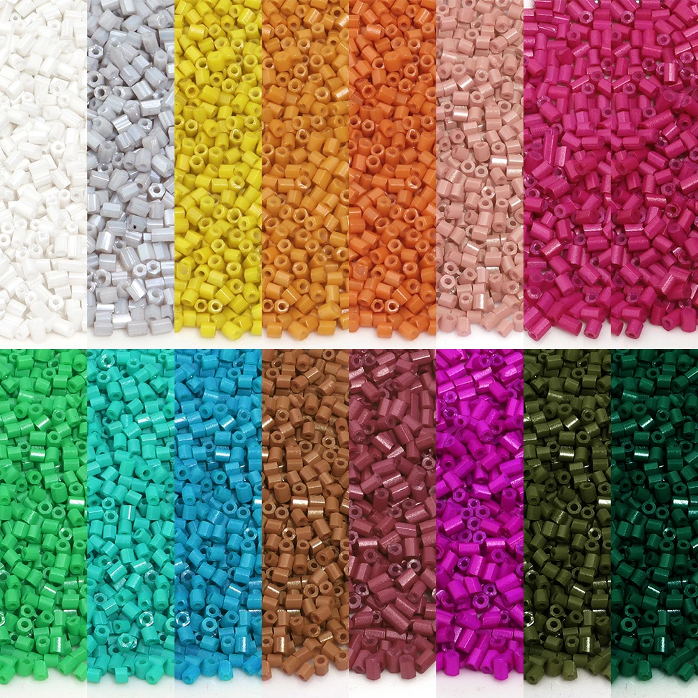 2.5mm Glass Rice Beads Colorful Hexagonal Tubular Hole 0.8mm Loose Beads For Jewelry Making DIY Craft Bracelet Earrings Access