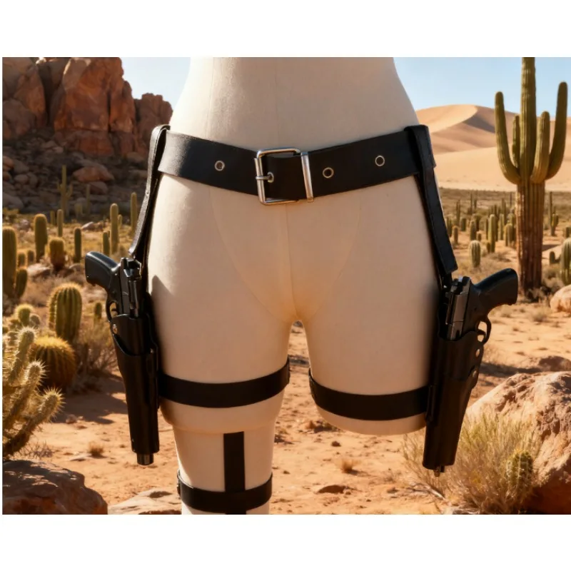 Zestaw Akcesoriów Kostiumowych Lara Croft - Regulowany Pas na Broń z Podwójnymi Uchwytami do Cosplayu, na Boże Narodzenie i Walentynki