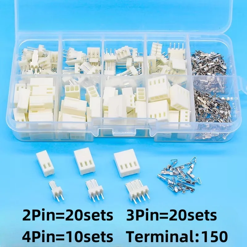 

50 sets Kit in box KF2510 Kits 2p 3p 4 pin 2.54mm Pitch Terminal / Housing / Pin Header Connectors Adaptor