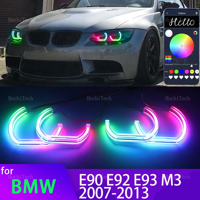 For BMW 3 Series E90 E92 E93 M3 2007-2013 Coupe Cabriolet APP Dynamic RGB Angel Eyes Rings Light DRL with Turn Signal Light