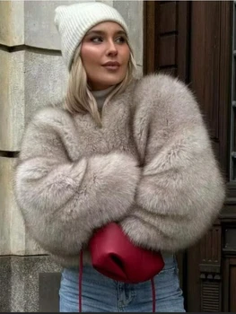 Image 2024 Women Faux Fur Coat Autumn Winter High Quality Fluffy Short Coat Faux Fur Jacket Ladies Furry Fashion Coat