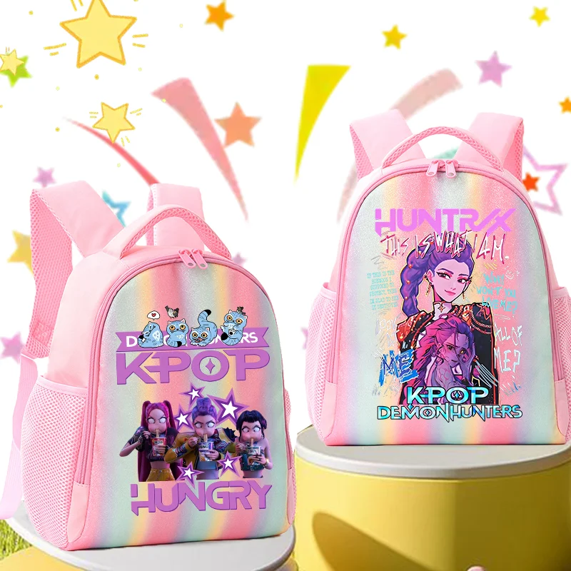 레인보우 키즈 배낭 KPop 악마 사냥꾼 배낭 체이스 클래식 컬러풀 가방 유치원 3-5세 HUNTR/X 루미 미라 조이