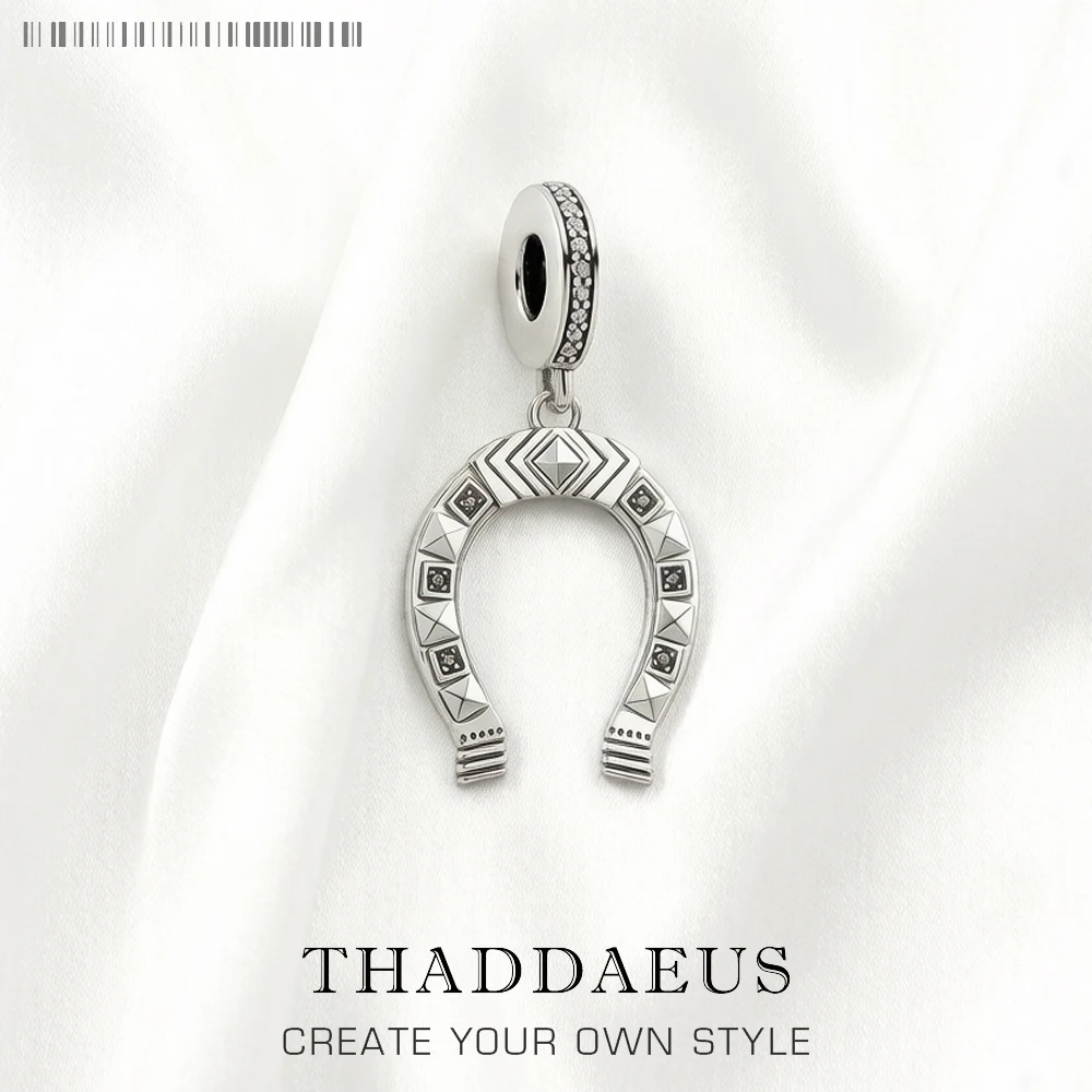 Ethnic Horseshoe Charm Pendants For Women Men Trendy 925 Sterling Silver Vintage Jewelry