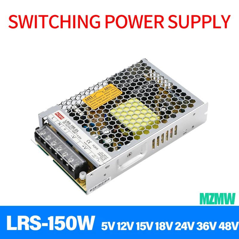 

150W Switching Power Supply 110V/220V AC to DC 5V 12V 15V 18V 24V 36V 48V Single Output SMPS LRS-150-12 LRS-150-24 LRS-150-48