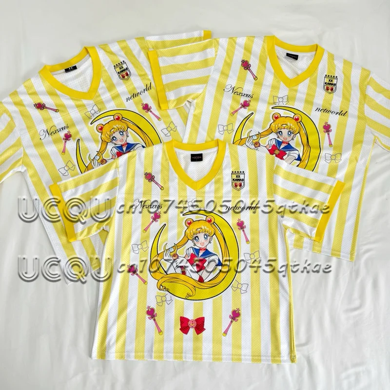 2025 جديد مرحبا كيتي الكورية شبكة جيرسي تي شيرت الصيف المرأة الخامس الرقبة فضفاضة موضة مثير الشارع ارتداء قصيرة الأكمام Y2K رداء علوي غير رسمي